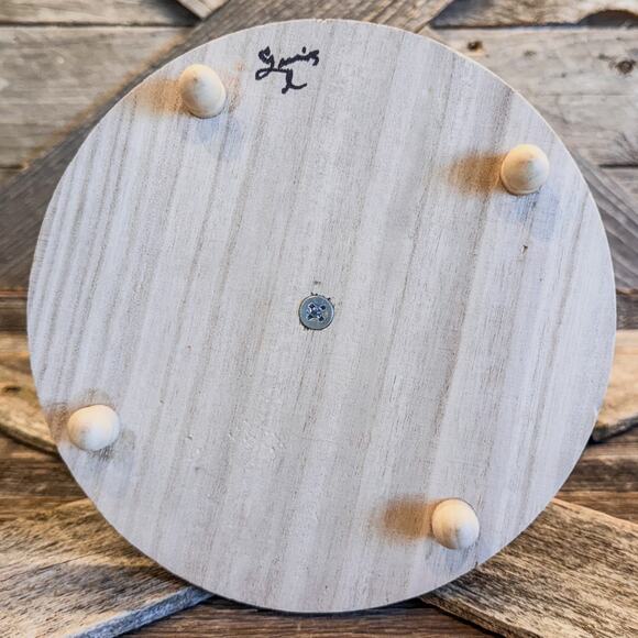 Textured Clay Pottery Christmas Tree w/ Wooden Base & Gold Toned Tree Topper 10" - Picture 7 of 7